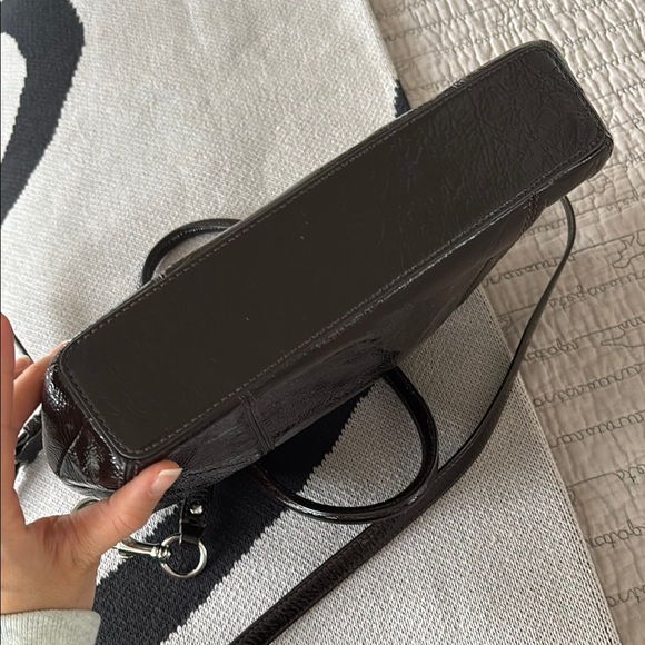 Brown Patent Leather Convertible Crossbody Bag - Picture 8 of 14